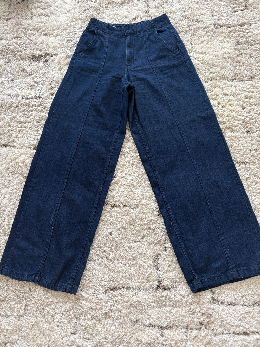 Zara Women's High-Rise Wide-Leg Jeans — Dark Blue